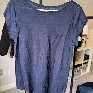 LOFT Navy Linen Top